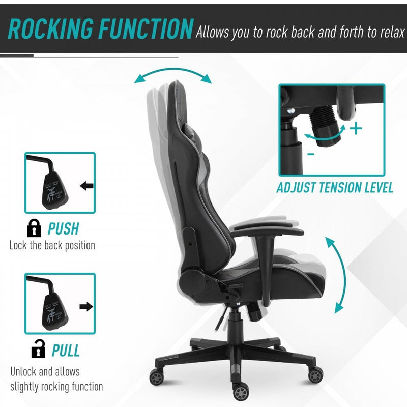 Vinsetto High Back Racing Gaming Chair Reclining 360-¦ Swivel Rocking Height Adjustable with Pillow and Build-in Lumbar Home Black PU Leather