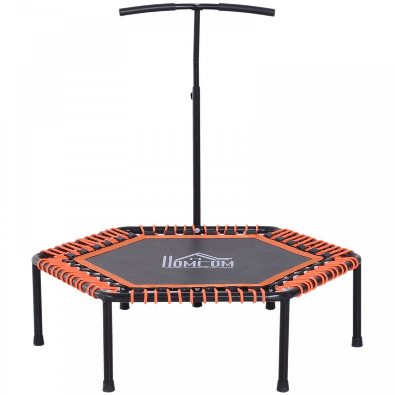 HOMCOM Mini Trampoline W/Adjustable Handle Bar, ?121.92 x 122-138H cm-Black/Orange