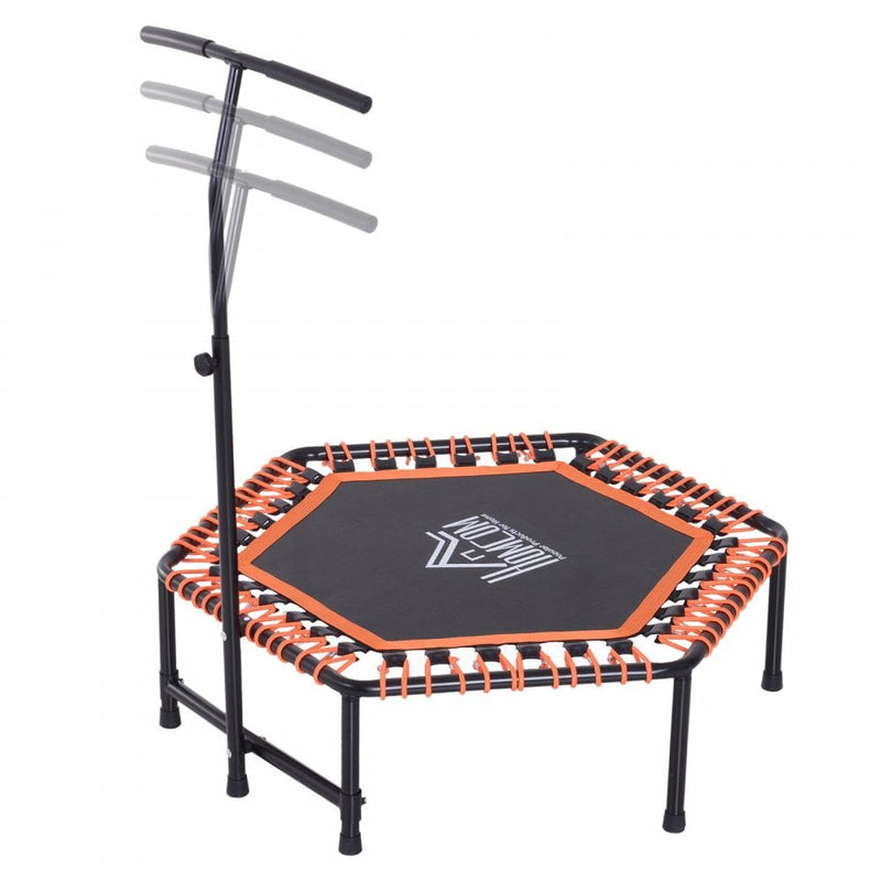 HOMCOM Mini Trampoline W/Adjustable Handle Bar, ?121.92 x 122-138H cm-Black/Orange