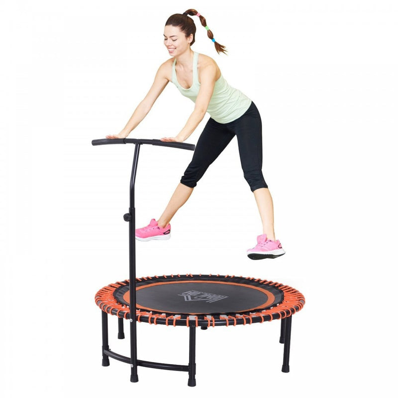 HOMCOM Mini Trampoline, ?114.3 x 122-138Hcm-Black/Orange