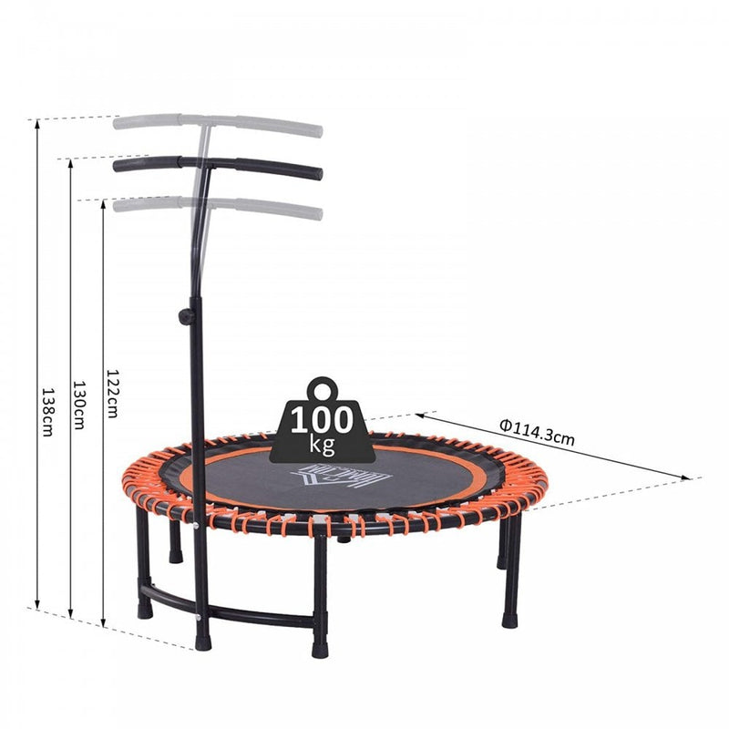 HOMCOM Mini Trampoline, ?114.3 x 122-138Hcm-Black/Orange