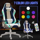 Vinsetto PU Leather LED Light Gaming Chair w/ Pillows Blue