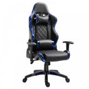 Vinsetto Holographic Stripe Gaming Chair Ergonomic PU Leather High Back 360-¦ Swivel w/ 5 Wheels 2 Pillows Back Support Racing Reclining Black Blue