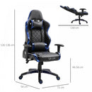 Vinsetto Holographic Stripe Gaming Chair Ergonomic PU Leather High Back 360-¦ Swivel w/ 5 Wheels 2 Pillows Back Support Racing Reclining Black Blue