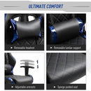 Vinsetto Holographic Stripe Gaming Chair Ergonomic PU Leather High Back 360-¦ Swivel w/ 5 Wheels 2 Pillows Back Support Racing Reclining Black Blue