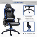 Vinsetto Holographic Stripe Gaming Chair Ergonomic PU Leather High Back 360-¦ Swivel w/ 5 Wheels 2 Pillows Back Support Racing Reclining Black Blue