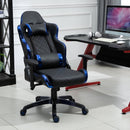 Vinsetto Holographic Stripe Gaming Chair Ergonomic PU Leather High Back 360-¦ Swivel w/ 5 Wheels 2 Pillows Back Support Racing Reclining Black Blue