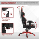 Vinsetto Holographic Stripe Gaming Chair Ergonomic PU Leather High Back 360-¦ Swivel w/ 5 Wheels 2 Pillows Back Support Racing Reclining Black Red