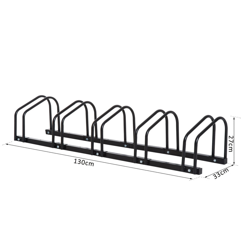 Bike Rack, 130Lx33Wx27H, Steel-Black