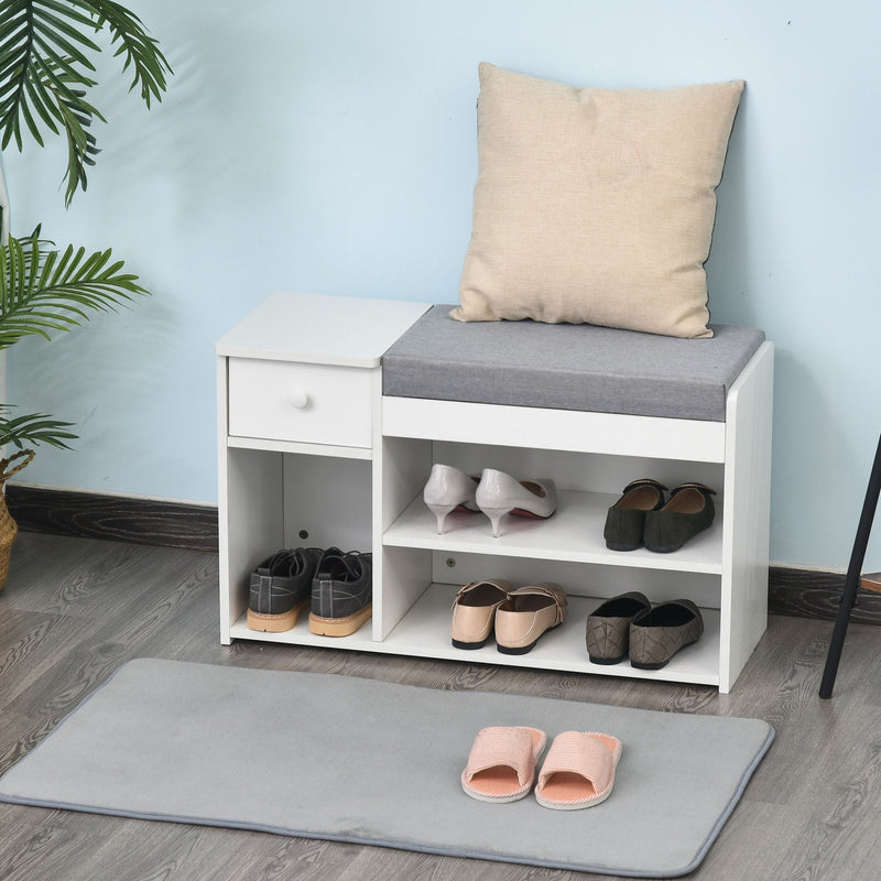 MDF Multi-Compartment Shoe Storage Bench Grey/White