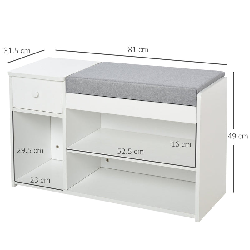 MDF Multi-Compartment Shoe Storage Bench Grey/White