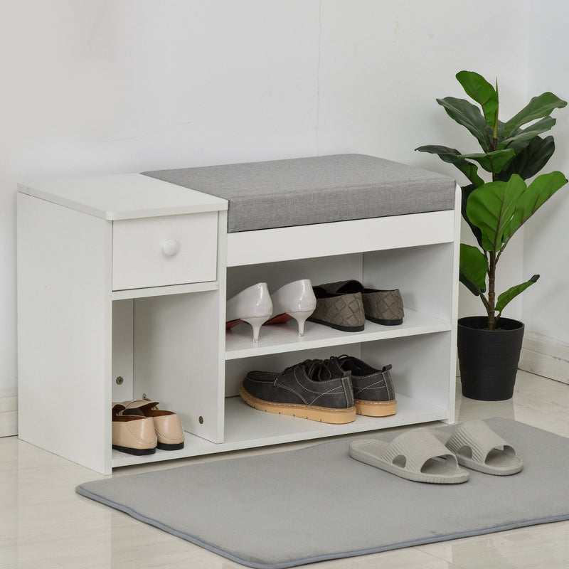 MDF Multi-Compartment Shoe Storage Bench Grey/White