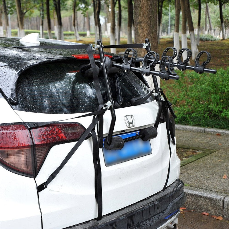 Outsunny 3 Bike Rear Hitch Mount Carry Rack Car Truck Carrier Bicycle Mountain Universal Fitting w/ Fix Strap Black