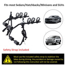 Outsunny 3 Bike Rear Hitch Mount Carry Rack Car Truck Carrier Bicycle Mountain Universal Fitting w/ Fix Strap Black