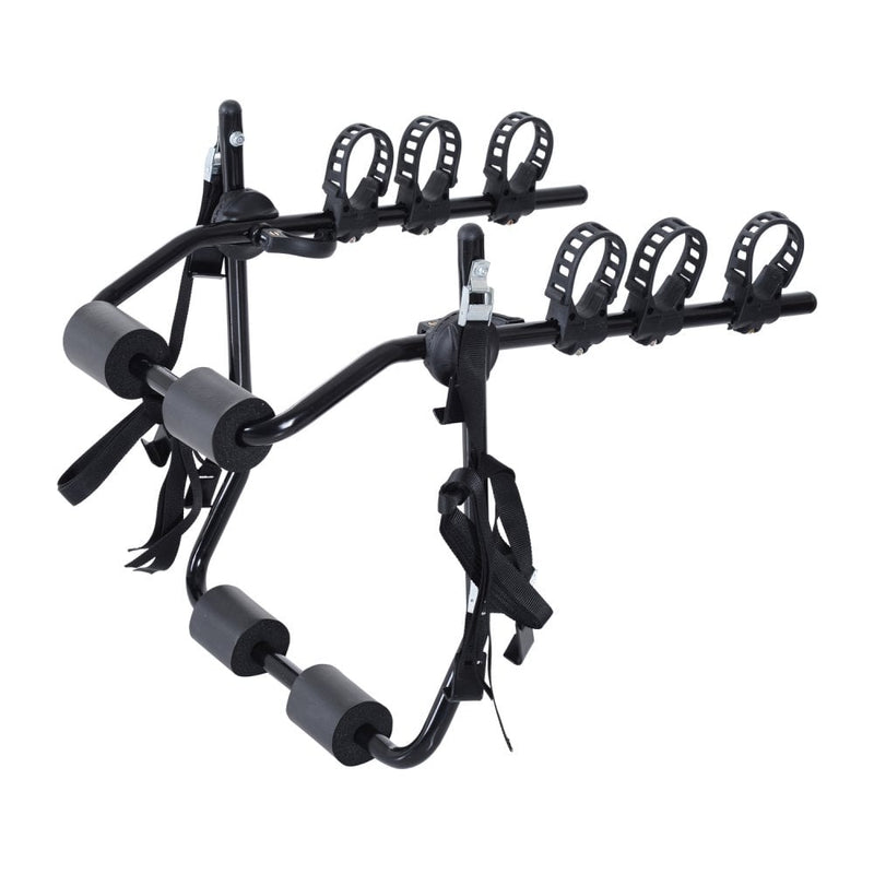 Outsunny 3 Bike Rear Hitch Mount Carry Rack Car Truck Carrier Bicycle Mountain Universal Fitting w/ Fix Strap Black