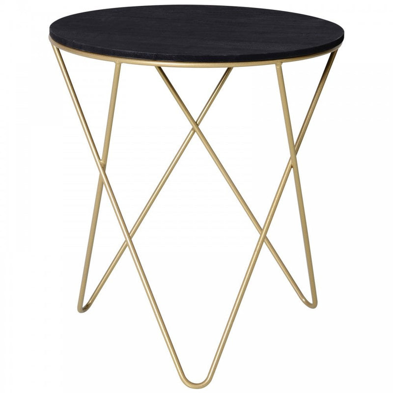 Metal Base Side Table MDF Surface Lift-Top Black/Gold