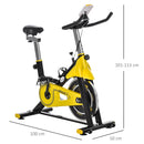 Stationary Spinning Exercise Bike 6kg Flywheel Indoor Gym Office Cycling Cardio Workout Fitness Bike Adjustable Resistance LCD Monitor Pad and Bottle Holder Yellow w/