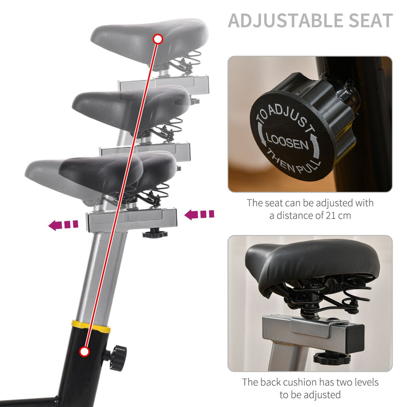 Stationary Spinning Exercise Bike 6kg Flywheel Indoor Gym Office Cycling Cardio Workout Fitness Bike Adjustable Resistance LCD Monitor Pad and Bottle Holder Yellow w/