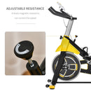 Stationary Spinning Exercise Bike 6kg Flywheel Indoor Gym Office Cycling Cardio Workout Fitness Bike Adjustable Resistance LCD Monitor Pad and Bottle Holder Yellow w/