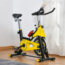 Stationary Spinning Exercise Bike 6kg Flywheel Indoor Gym Office Cycling Cardio Workout Fitness Bike Adjustable Resistance LCD Monitor Pad and Bottle Holder Yellow w/