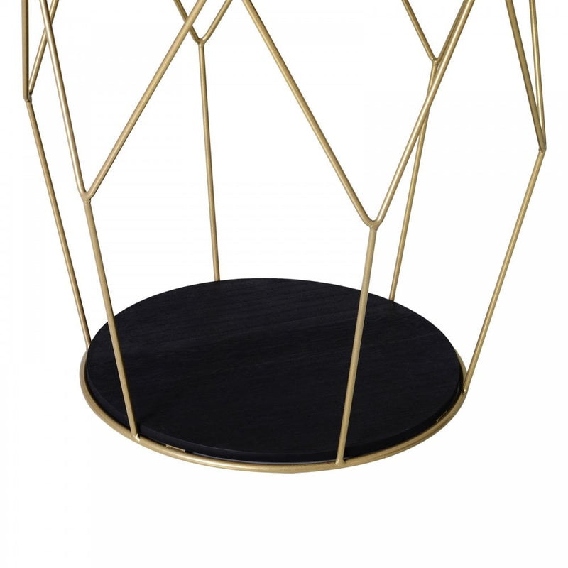 Metal Base MDF Surface Lift-Top Side Table Black/Gold