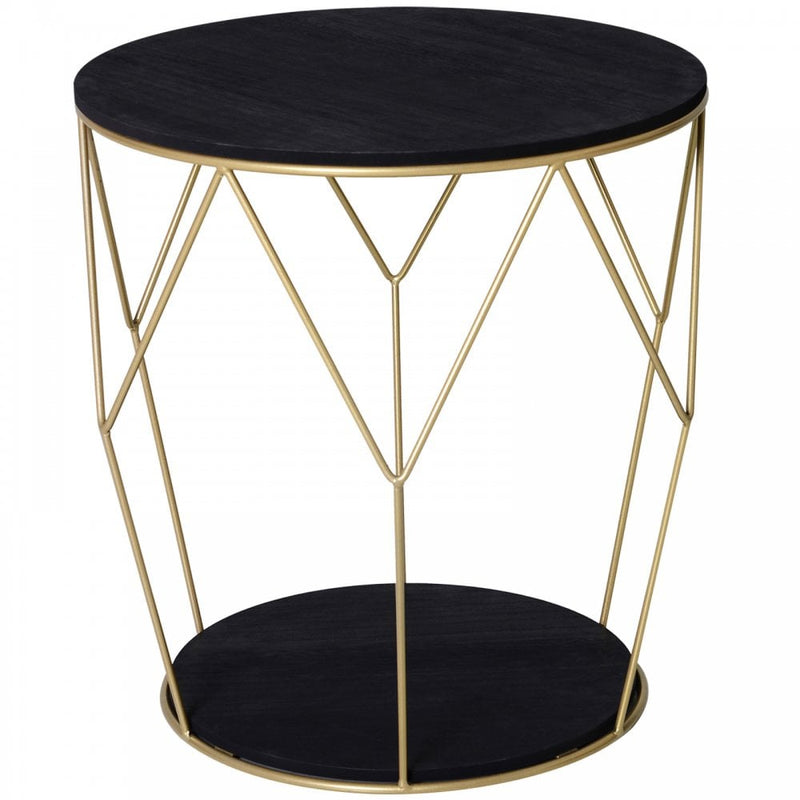 Metal Base MDF Surface Lift-Top Side Table Black/Gold