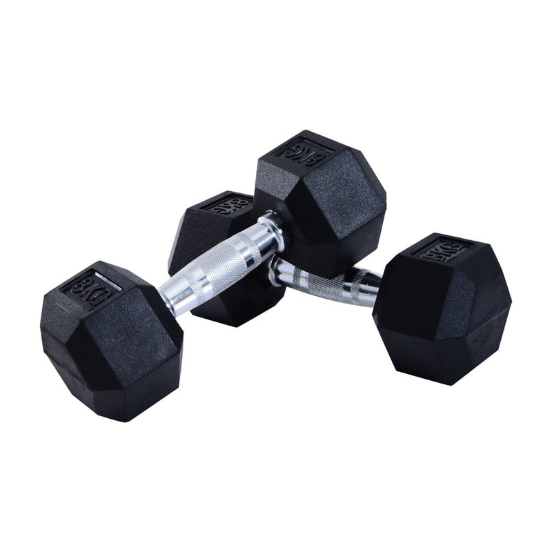 Rubber Dumbbell Sports Hex Weights Set 2x5kg Ergo Workout Pair