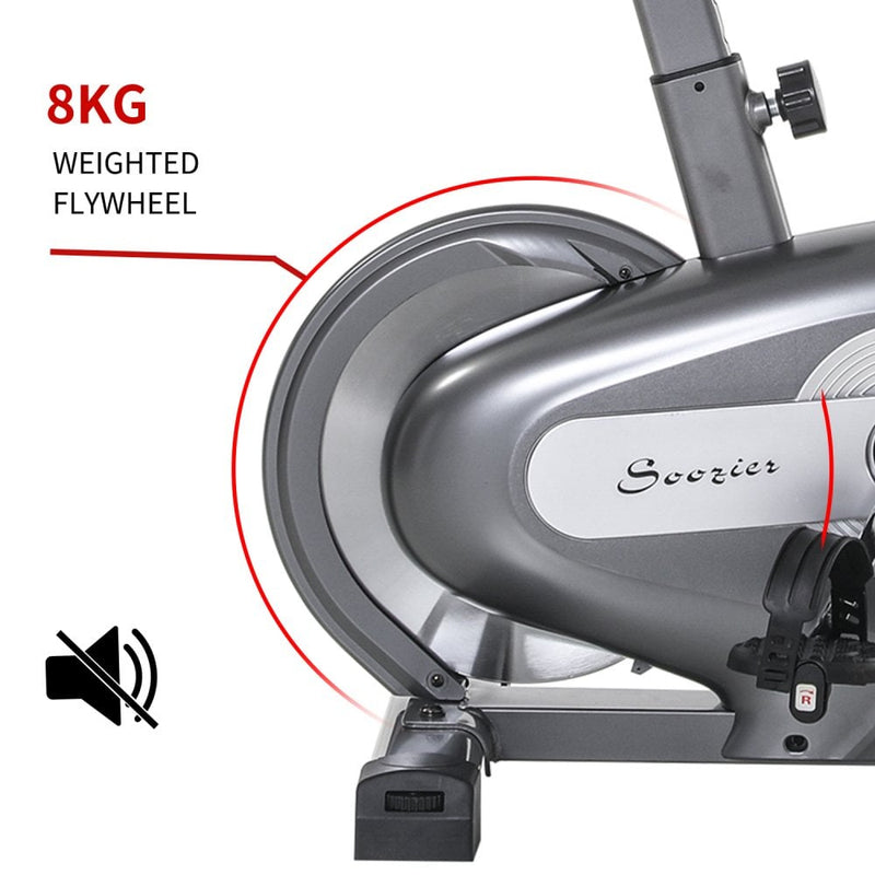 Indoor Magnetic Exercise Bike 10-Level Adjustable Magnetic Resistance Cardio Workout Cycling Bike Trainer, 16lbs Flywheel, LCD Display, and Adjustable Seat Height Grey Adjust Trainer