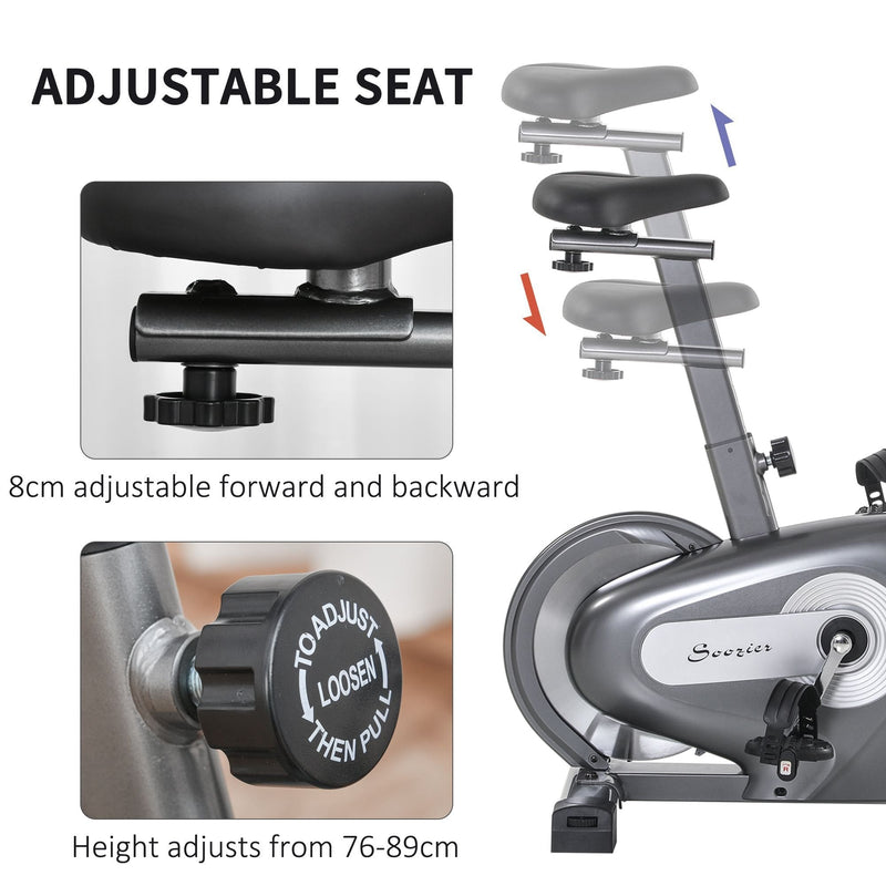Indoor Magnetic Exercise Bike 10-Level Adjustable Magnetic Resistance Cardio Workout Cycling Bike Trainer, 16lbs Flywheel, LCD Display, and Adjustable Seat Height Grey Adjust Trainer