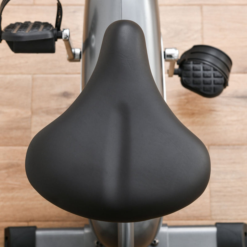Indoor Magnetic Exercise Bike 10-Level Adjustable Magnetic Resistance Cardio Workout Cycling Bike Trainer, 16lbs Flywheel, LCD Display, and Adjustable Seat Height Grey Adjust Trainer