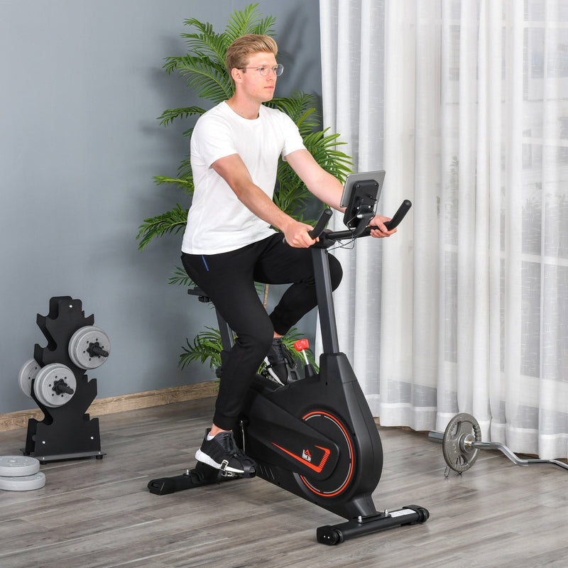 Magnetic Exercise Bike Adjustable Magnetic Resistance Cardio Workout Cycling Bike Trainer, 6kg Flywheel, LCD Display, and Adjustable Seat Height Black Indoor Trainer