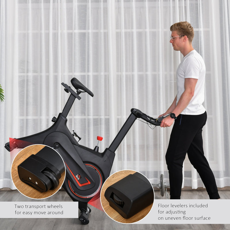 Magnetic Exercise Bike Adjustable Magnetic Resistance Cardio Workout Cycling Bike Trainer, 6kg Flywheel, LCD Display, and Adjustable Seat Height Black Indoor Trainer