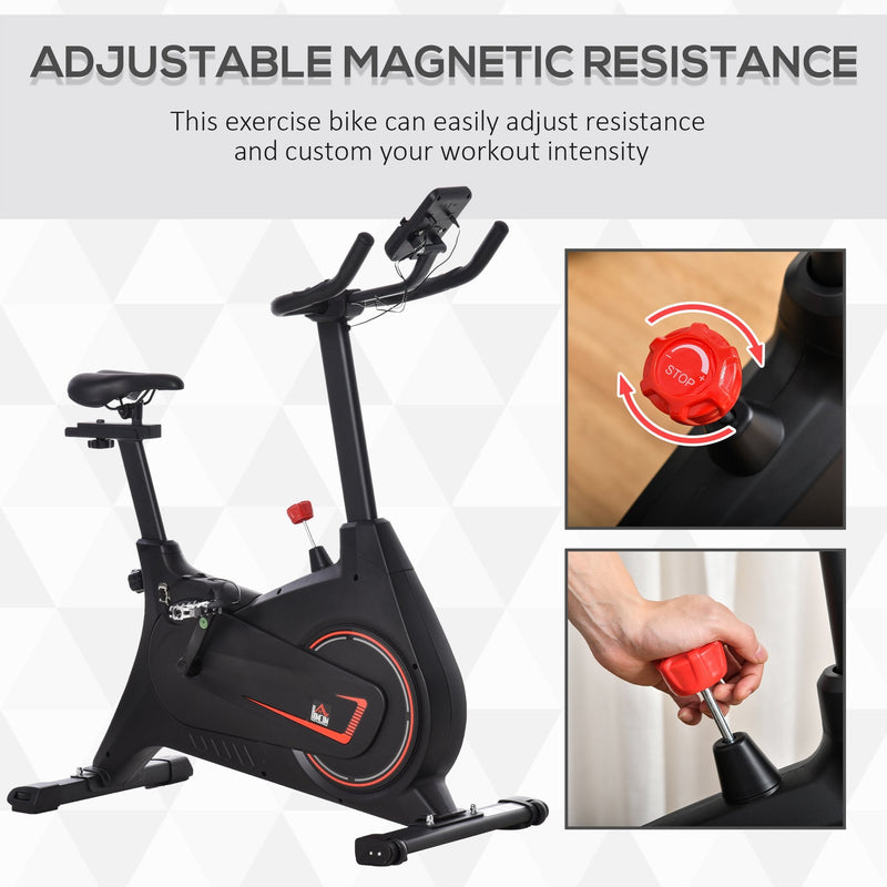 Magnetic Exercise Bike Adjustable Magnetic Resistance Cardio Workout Cycling Bike Trainer, 6kg Flywheel, LCD Display, and Adjustable Seat Height Black Indoor Trainer