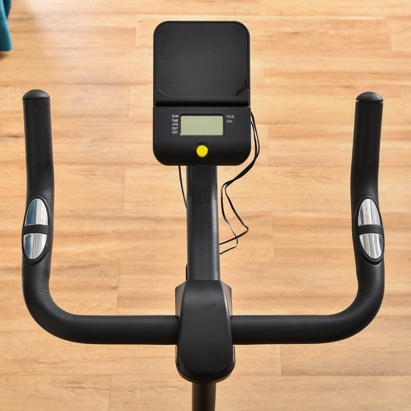 Magnetic Exercise Bike Adjustable Magnetic Resistance Cardio Workout Cycling Bike Trainer, 6kg Flywheel, LCD Display, and Adjustable Seat Height Black Indoor Trainer