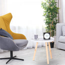 Pine Wood Floral Etched Side Table w/ Saucer Top White