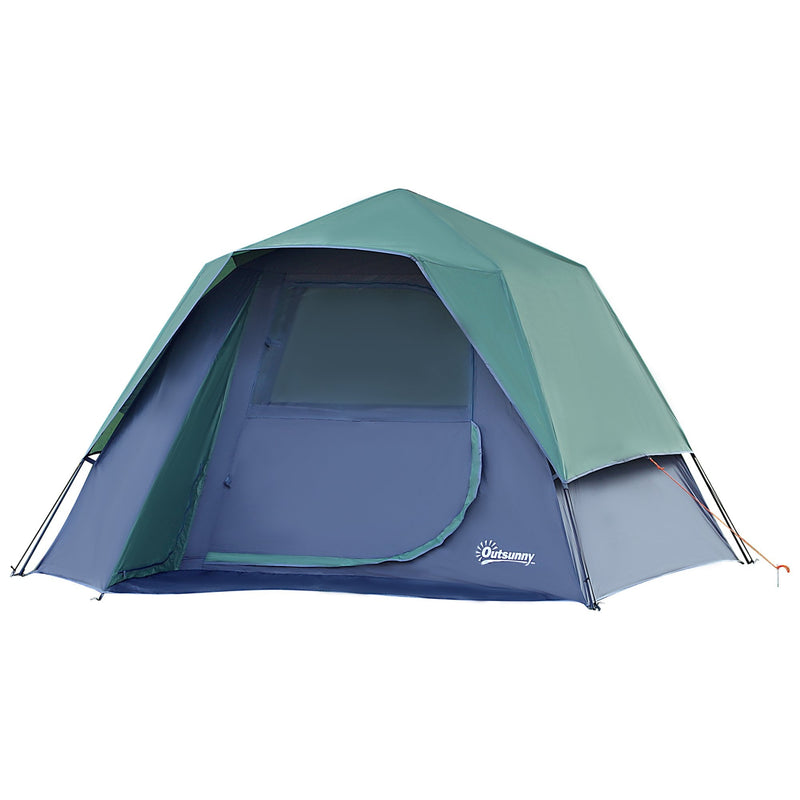 Outsunny Fibreglass Frame 3/4 Person Lightweight Camping Tent Green