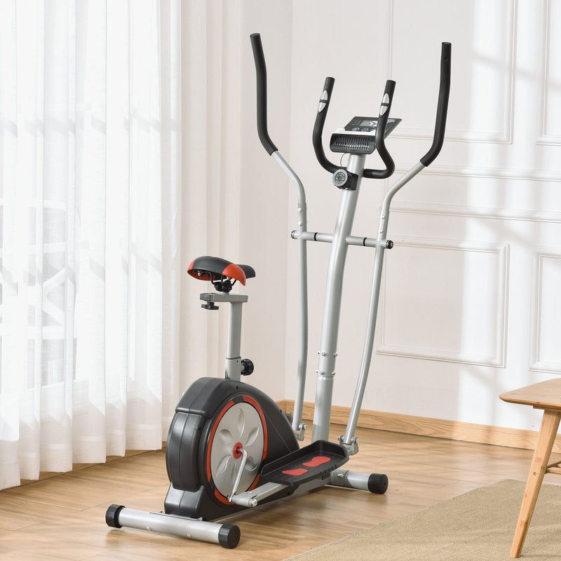 Elliptical Trainer Cardio Workout Exercise Bike Cross Trainer with 6KG Flywheel, Magnetic Resistance, LCD Digital Monitor, Great for Home Office Gym, Black Bike/