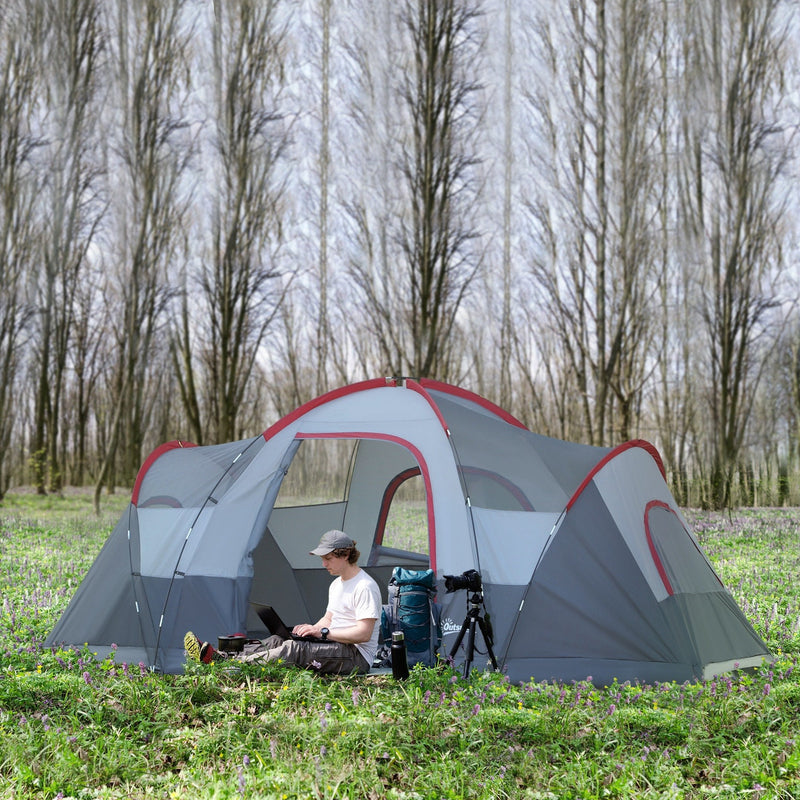 Outsunny Fibreglass & Steel Frame 5/6 Person Lightweight Camping Tent Blue