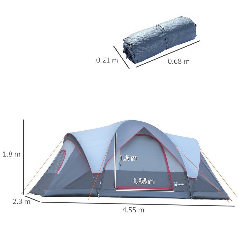 Outsunny Fibreglass & Steel Frame 5/6 Person Lightweight Camping Tent Blue