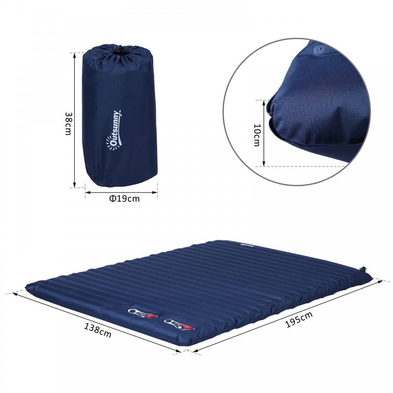 Outsunny PVC Self-Inflating 2/3Person Camping Sleeping Mattress Green