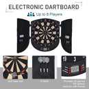 HOMCOM Electronic Dartboard Set 26 Games and 185 Variations with 6 Darts and Cabinet to Stroage Multi-Game Option Ready-to-Play Games
