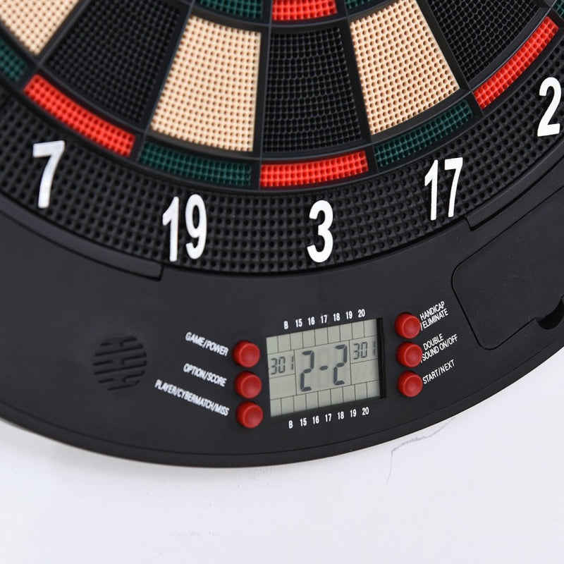 HOMCOM Electronic Dartboard Set 26 Games and 185 Variations with 6 Darts and Cabinet to Stroage Multi-Game Option Ready-to-Play Games