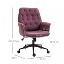 Vinsetto Tufted Desk Chair w/ Arm Rest on Wheels Purple