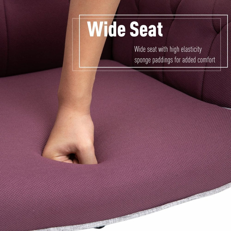 Vinsetto Tufted Desk Chair w/ Arm Rest on Wheels Purple