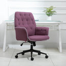 Vinsetto Tufted Desk Chair w/ Arm Rest on Wheels Purple