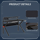 Metal Frame Gaming Computer Desk w/Cup Holder Headphone Hook & Cable Basket Black