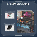 Metal Frame Gaming Computer Desk w/Cup Holder Headphone Hook & Cable Basket Black