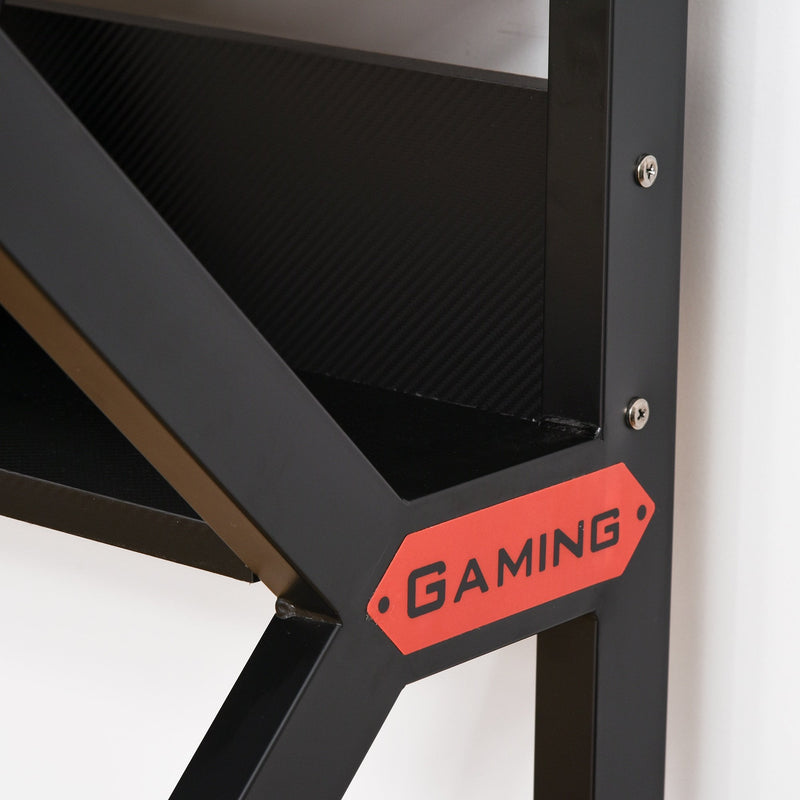 Metal Frame Gaming Computer Desk w/Cup Holder Headphone Hook & Cable Basket Black