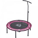 HOMCOM 45"" Mini Round Steel Frame Trampoline w/ Adjustable Handle Pink