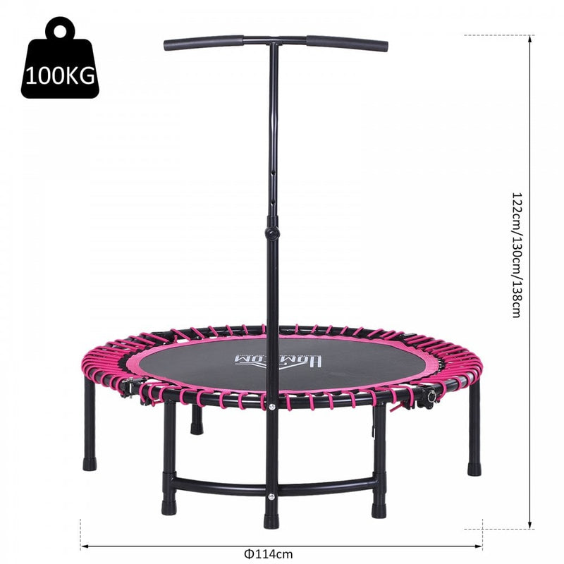 HOMCOM 45"" Mini Round Steel Frame Trampoline w/ Adjustable Handle Pink